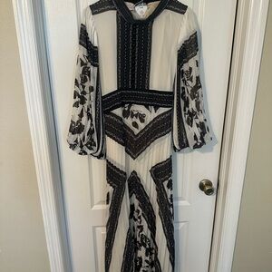 Elegant Black and White Floral Dress